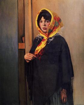 菲利尅斯 瓦洛東 Young Woman with Yellow Scarf 菲利尅斯 瓦洛東 Young Woman with Yellow Scarf